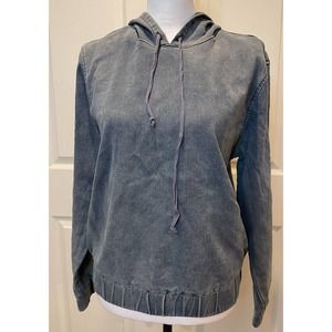 New! Denim Hoodie Womens Mustard Seed Soft Basic Size Small Classic spring top